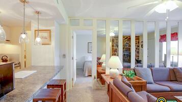 TV, fireplace, DVD player, video library