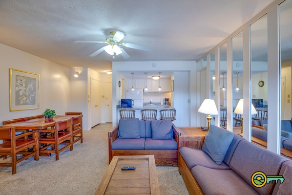 Televisio, takka, videokirjasto