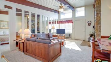 TV, fireplace, DVD player, video library