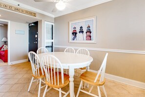 Dining - Sea Colony beachfront condo with balcony, fast WiFi, pools, gym & central AC (Bethany Beach)
