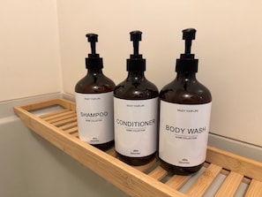 Free toiletries, hair dryer, towels