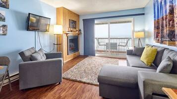 TV, fireplace, offices
