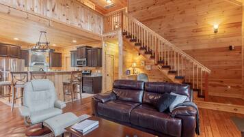 TV connectée, cheminée, livres