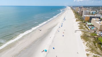 Plage à proximité, chaises longues, serviettes de plage