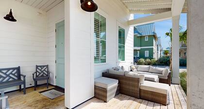 Sunny house by the beach with pool, adorned modern furnishings & balcony seating