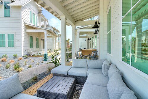 Sunny house by the beach with pool, adorned modern furnishings & balcony seating