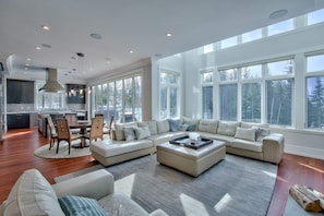 Smart TV, fireplace, video games, DVD player