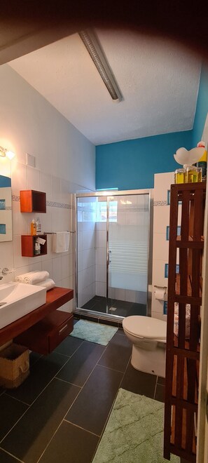 Dusche, Haartrockner, Handtücher