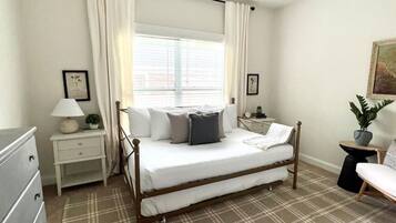 3 bedrooms, desk, iron/ironing board, travel cot