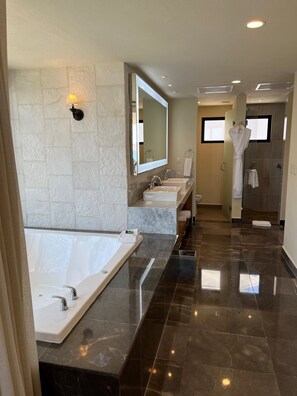 Regadera, secadora de cabello, bidet, toallas 
