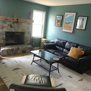 TV, fireplace, DVD player, foosball