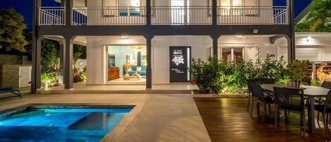 An infinity pool, a heated pool