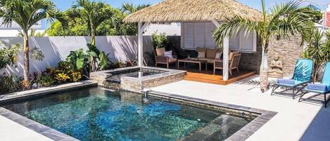 An infinity pool, a heated pool