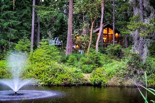 Welcoming cabin with fast WiFi, gas grill, lake views, kids loft & private W/D