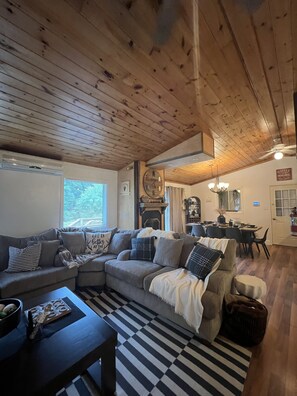 Smart TV, fireplace, table football