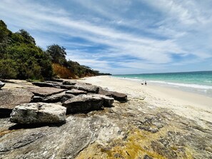 Beach nearby, sun-loungers