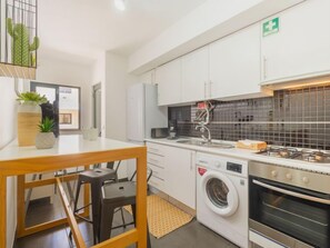 Fridge, microwave, oven, toaster
