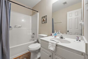 Towels, soap, shampoo, toilet paper