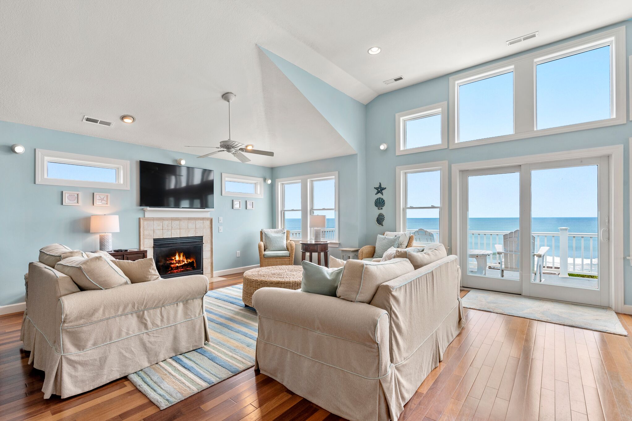 TV, fireplace, DVD player, foosball