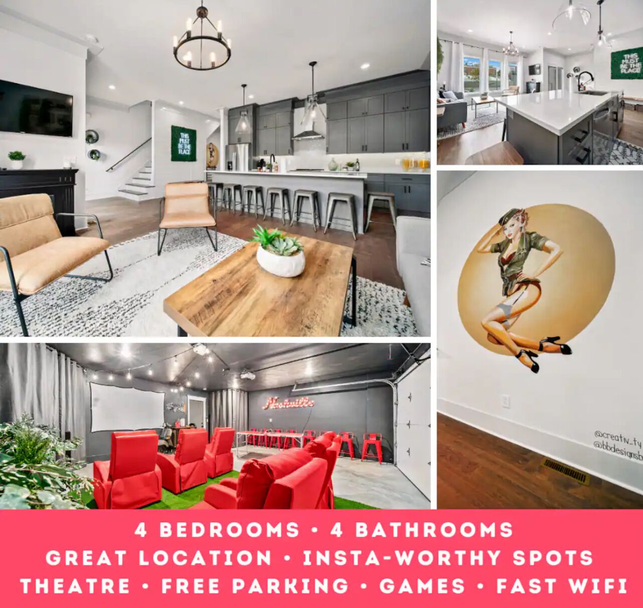 Spacious Luxe Nash Home 🌟4BR Sleep 12🌟Theatre Room💥
