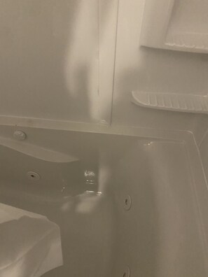 Shower, jetted tub, hair dryer, towels