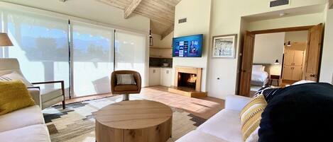 TV, fireplace, printers