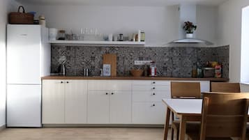Fridge, microwave, oven, electric kettle