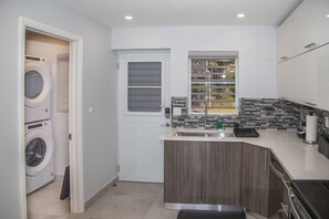 Fridge, microwave, oven, dishwasher