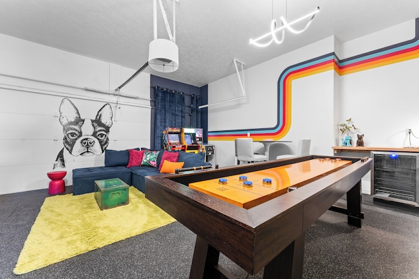 Rain or shine, the fun never stops in our newly converted game room!