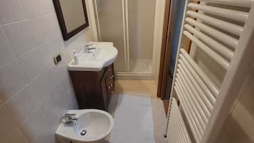 Bathtub, hair dryer, bidet, towels