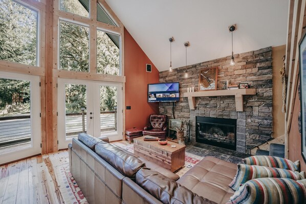 TV, fireplace, computer monitors