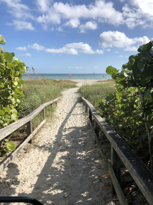 Beach nearby, sun loungers, beach towels