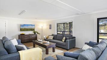 TV, peis, bordtennis og stereoanlegg