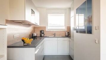 Kühlschrank, Mikrowelle, Herdplatte, Geschirrspüler