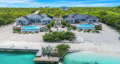 Amazing luxury beach villas with private dock for 20 people! Large heated pools