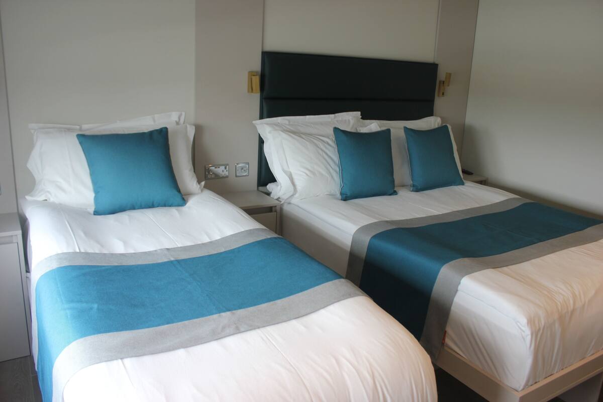 Hypo-allergenic bedding, in-room safe, desk, blackout curtains
