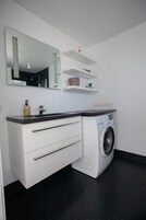 Executive Apartment | Bathroom | Shower, hair dryer, towels, soap