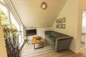 Fernseher, Kamin, Bücher