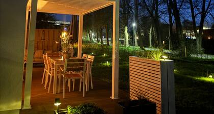 Modern vacation home with sauna, whirlpool, fireplace and large terrace