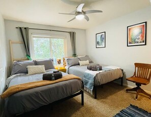 4 bedrooms, iron/ironing board, travel cot, WiFi