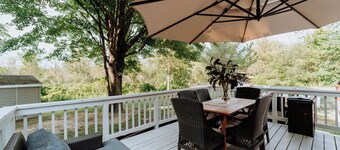 Lake house with a game room