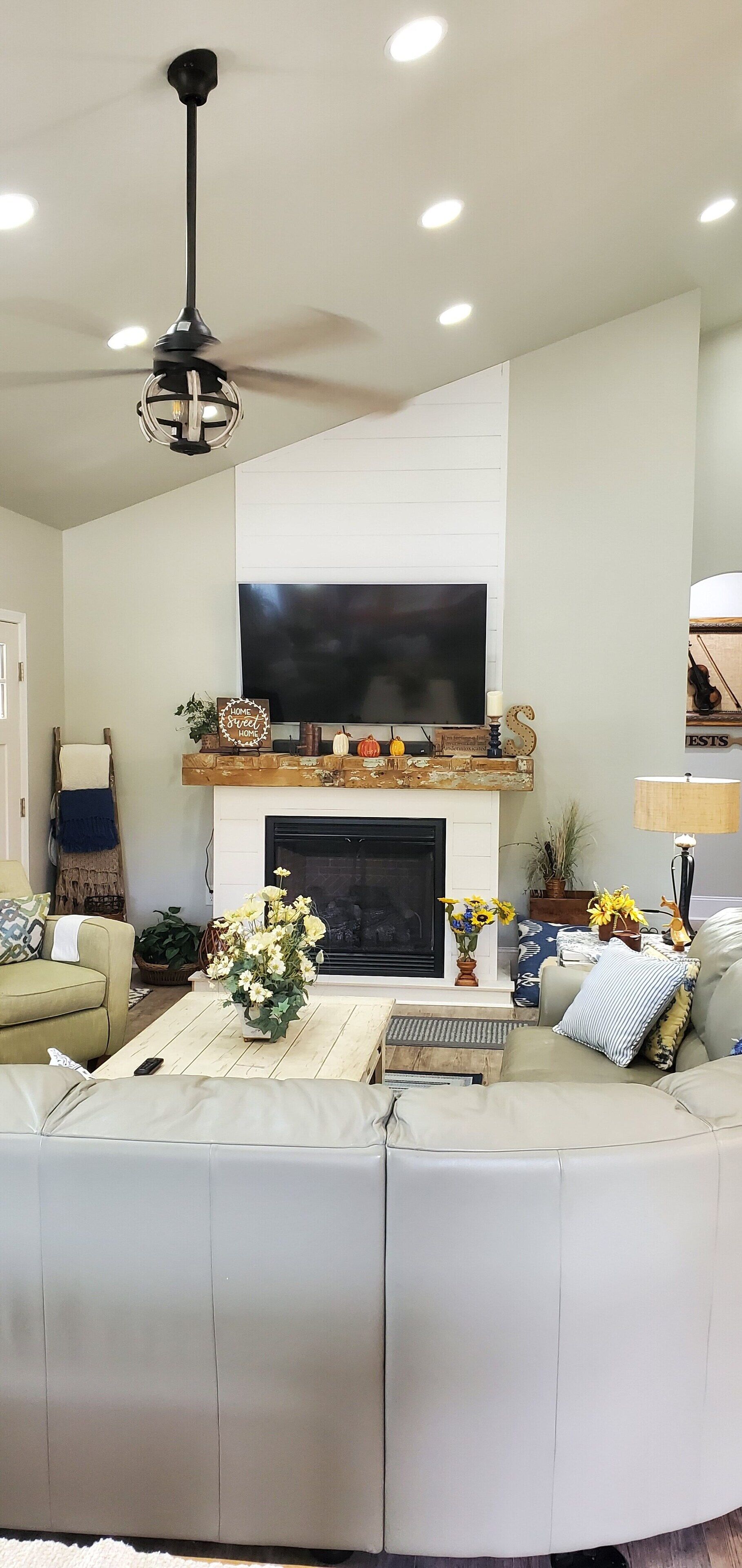 Smart TV, caminetto, libri