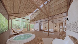 高級開放式套房 | 客房內保險箱、床單