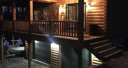 Luxury Log home steps from private beach in Meredith on Lake Winnipesaukee.