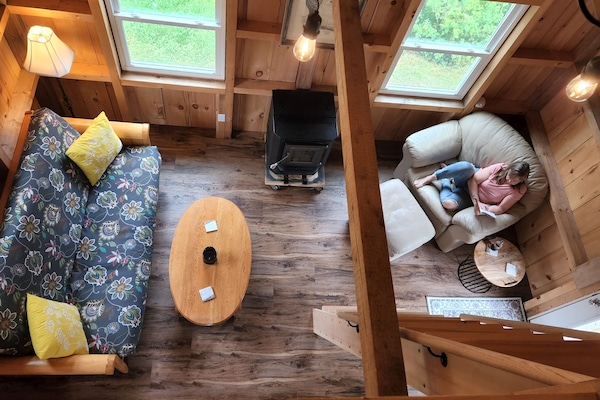 Looking down from the loft sleeping area.