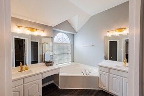 Shower, towels, soap, shampoo