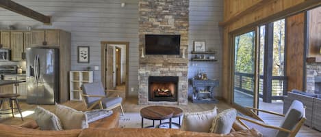 Smart TV, fireplace, video games, ping pong