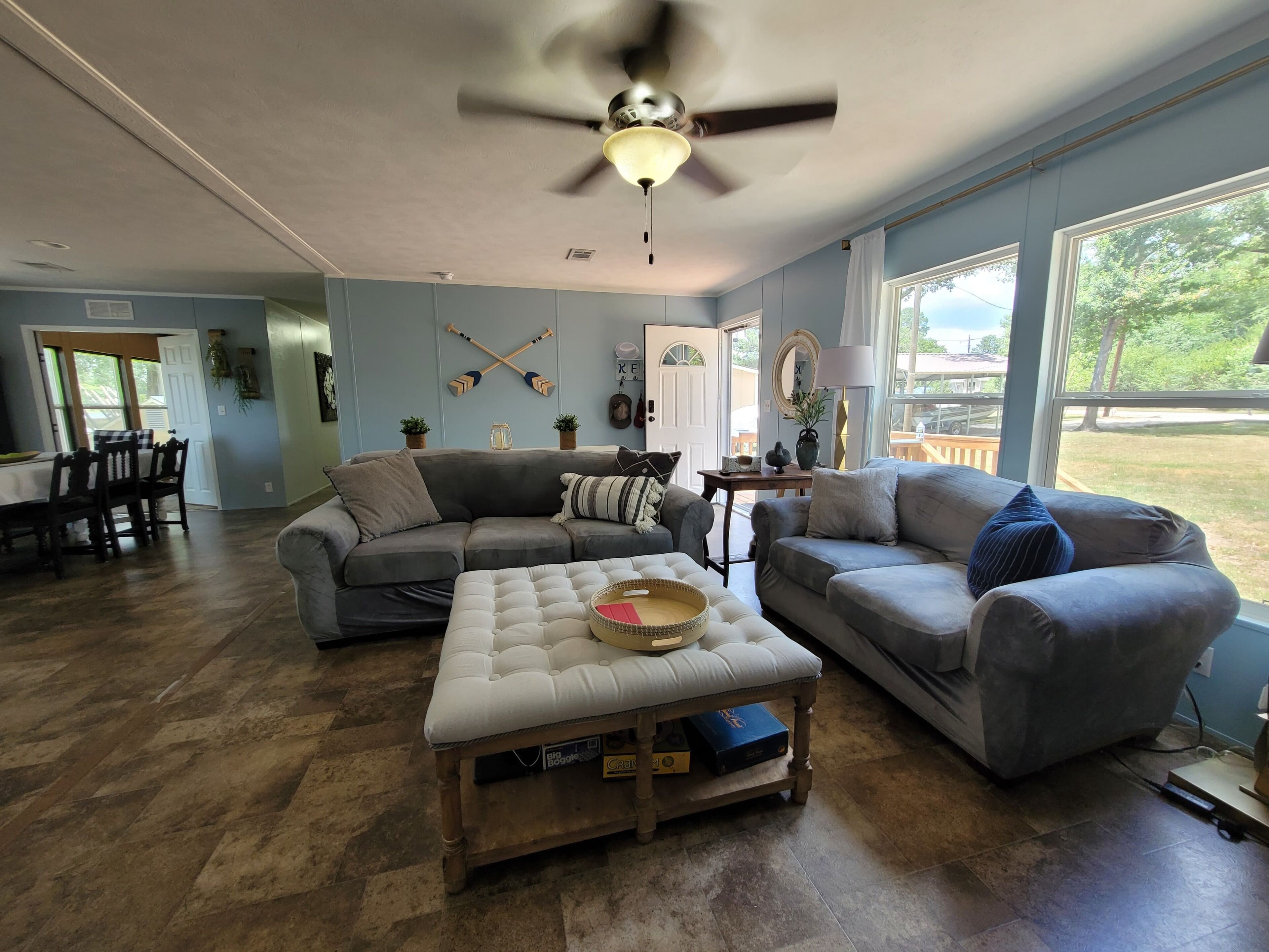 Smart TV, fireplace, video games, books