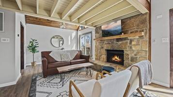 TV, fireplace