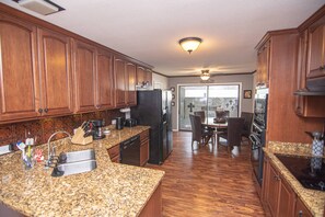 Fridge, microwave, dishwasher, coffee/tea maker